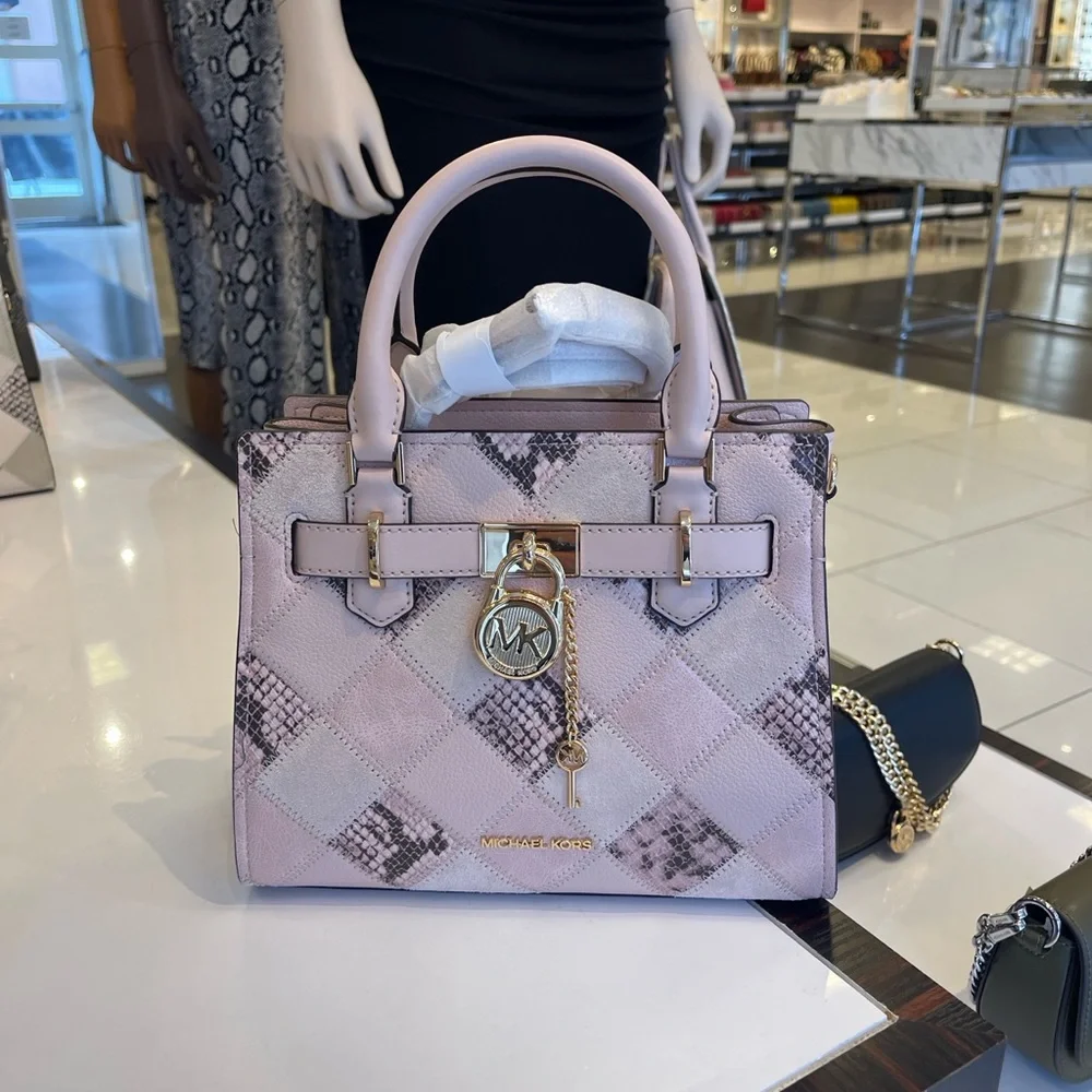 MICHAEL KORS Hamilton Sm Patchwork Snake Embossed Satchel Crossbody
Powder
NWT - Picture 6 of 16